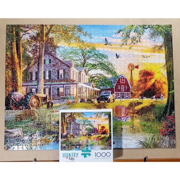 Buffalo Country Life Series‎ Sunset At The Farm 1000 Piece Puzzle Pre-Owned - Picture 7 of 7